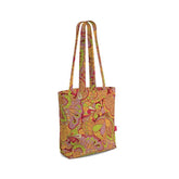Popsica Everyday Large Cotton Tote - Red & Green Abstract Paisley Flower Power Orange Psychedelic Carry All Bag Gusset All Over Print Retro Handmade Bespoke